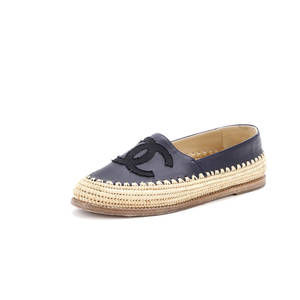 Chanel Women's CC Espadrilles Leather and Raffia
